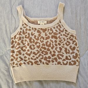 Leopard Patterned Fuzzy & Cropped Tank Top - Jessica Simpson